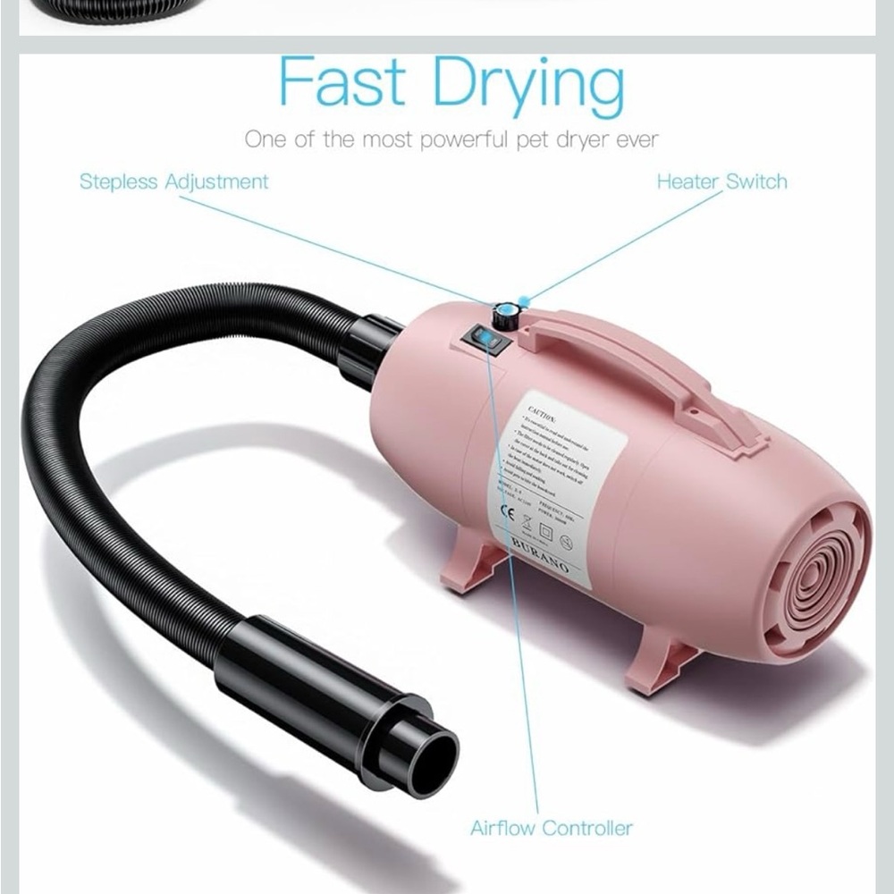 Pink Pet Dryer with Black Hose
